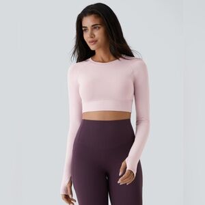 🌻NWT HALARA Solid Thumb Hole Cropped Yoga Sports Top